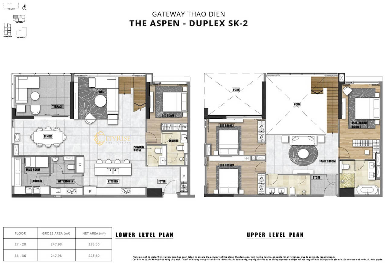 Floor plan of Duplex apartment in The Aspen Gateway Thao Dien tower, district 2