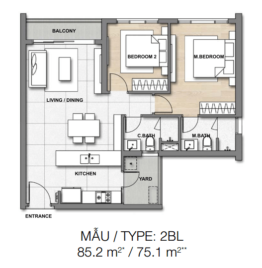 Mặt bằng căn hộ Palm Heights Palm City quận 2