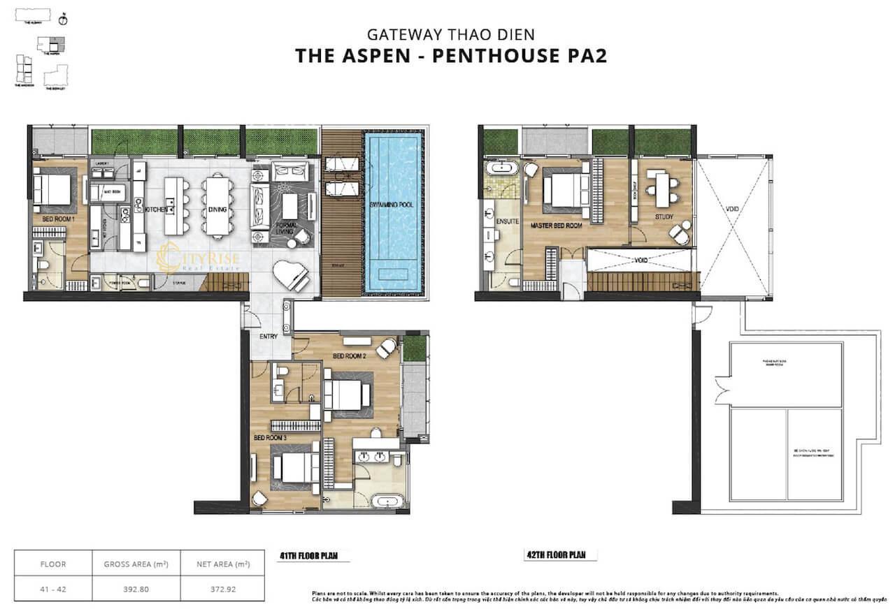 Floor plan of Penthouse apartment in The Aspen Gateway Thao Dien tower, district 2