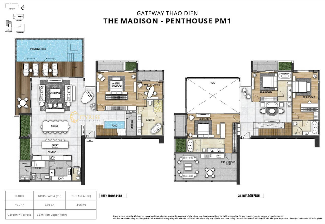 Floor plan of Penthouse apartment in The Madison Gateway Thao Dien tower, district 2