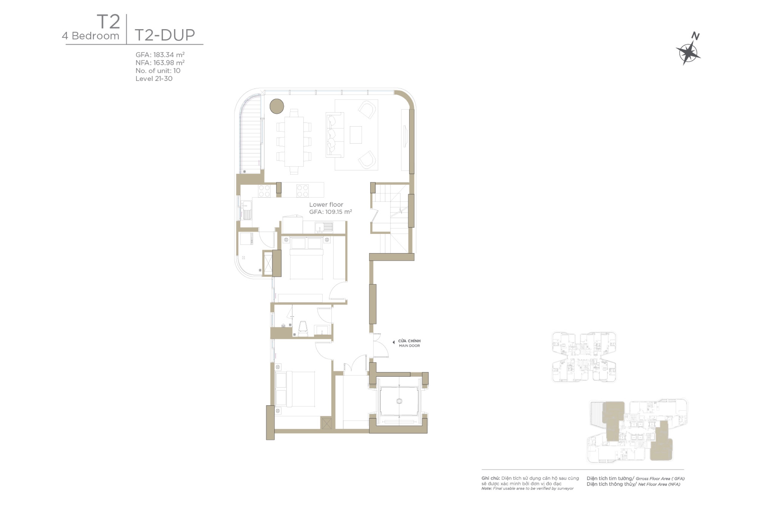 Mặt bằng layout căn hộ Duplex 4 phòng ngủ Zeit River Thủ Thiêm tháp T2 - bán cho thuê căn hộ Duplex 4 phòng ngủ Zeit River Thủ thiêm tháp T2