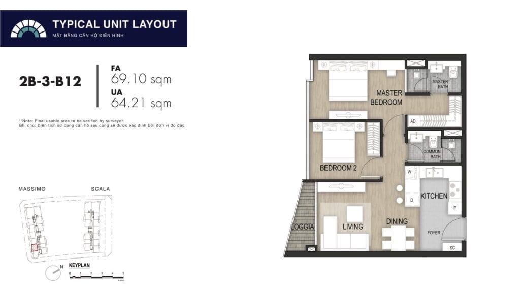 Layout Mat Bang Can Ho 2 Phong Ngu The Opera Residence Thap Massimo Du An The Metropole Thu Thiem City Rise