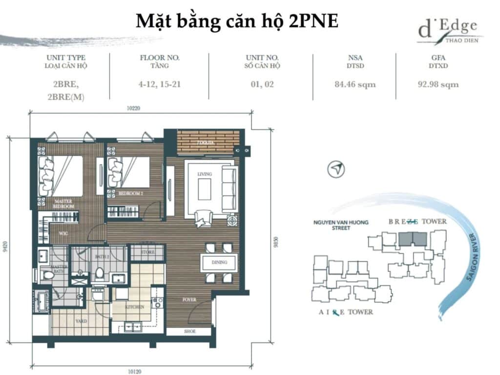 Mặt bằng căn hộ d'Edge Thảo Điền - Full layout