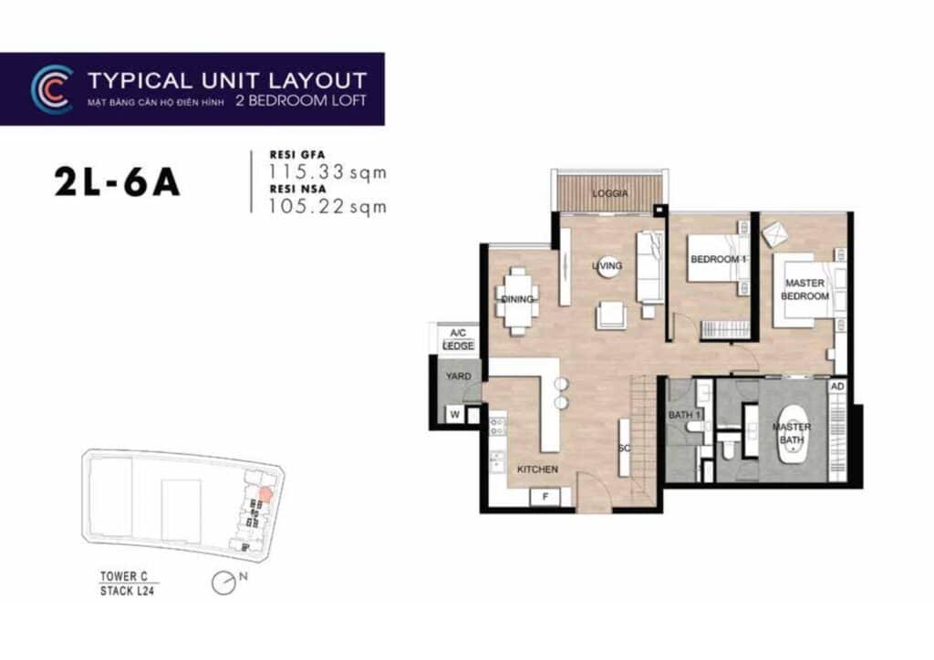 Mat Bang Can Ho 2 Phong Ngu Loft The Crest Metropole Thu Thiem Tp Thu Duc Dien Tich 115m2 City Rise