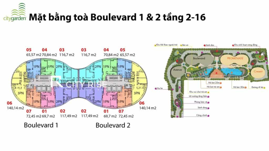 Mat Bang Can Ho Boulevard 1 Boulevard 2 Chung Cu City Garden Binh Thanh Tang 2 16 City Rise