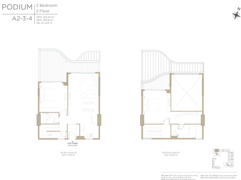 Mat Bang Can Ho Duplex 2 Phong Ngu Zeit River Thu Thiem Tp Thu Duc Layout Khoi De Podium 1 City Rise