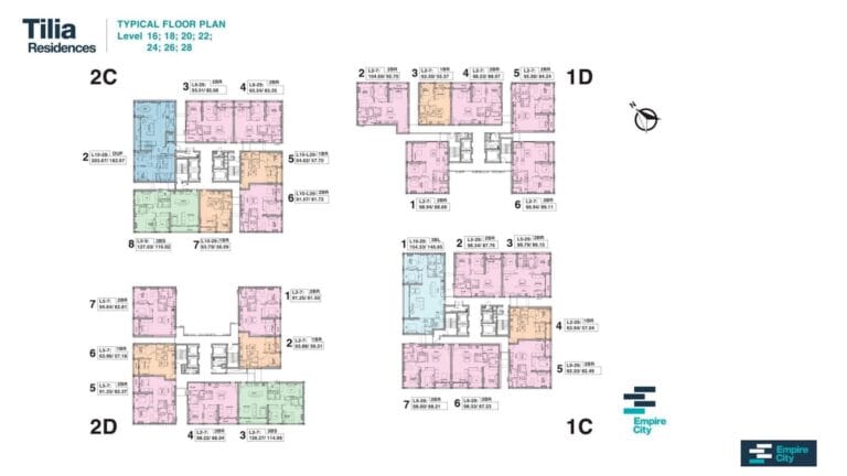 Layout Căn Hộ Tháp Tilia Residences – Empire City Thủ Thiêm